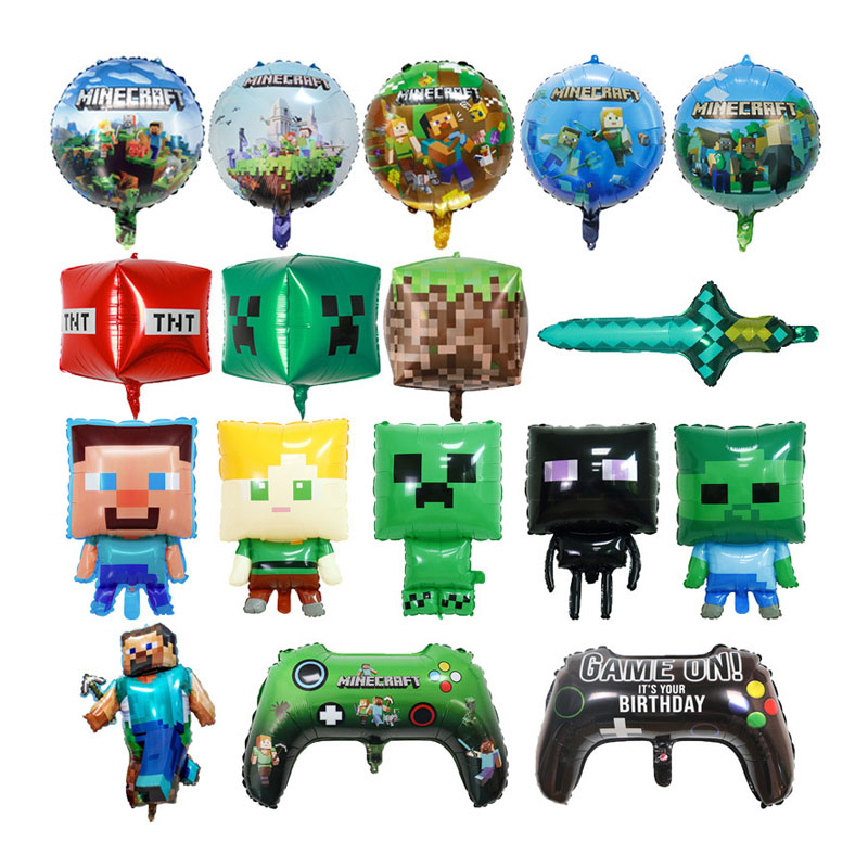 Party Games Minecraft - Conjunto de 17 Balões de Alumínio